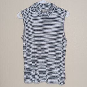 Christian Soriano Top Womens XL Actual S Gray Striped Sleeveless Turtleneck Knit
